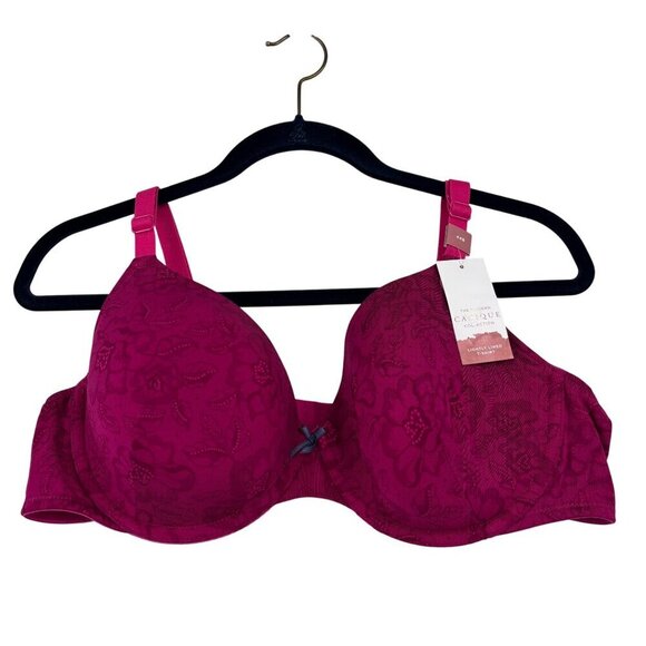 Cacique Lightly Lined T-Shirt Bra Size 44B Pink Floral Underwire NEW - Picture 1 of 8
